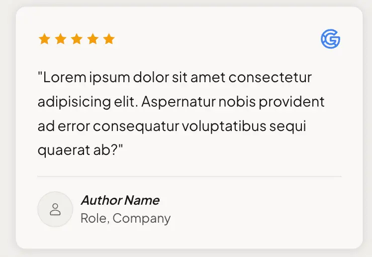 Home testimonial card grove